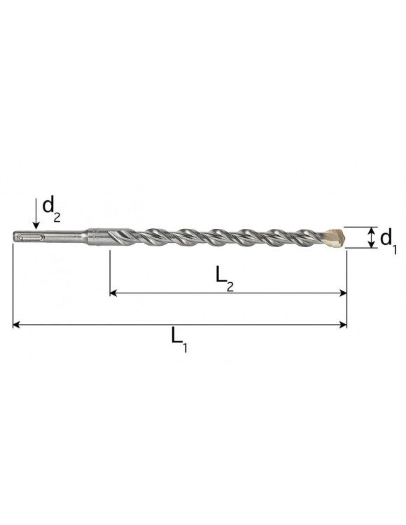 8 x 260 mm Wiertło do betonu udarowe 2-ostrzowe z Chwytem SDS Plus