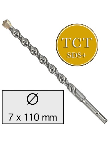 7 x 110 mm Wiertło do betonu udarowe 2-ostrzowe z Chwytem SDS Plus
