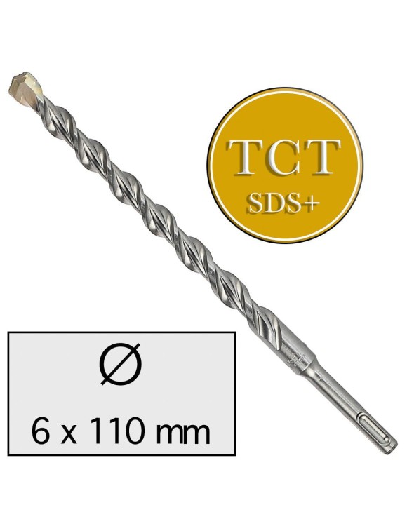 6 x 110 mm Wiertło do betonu udarowe 2-ostrzowe z Chwytem SDS Plus