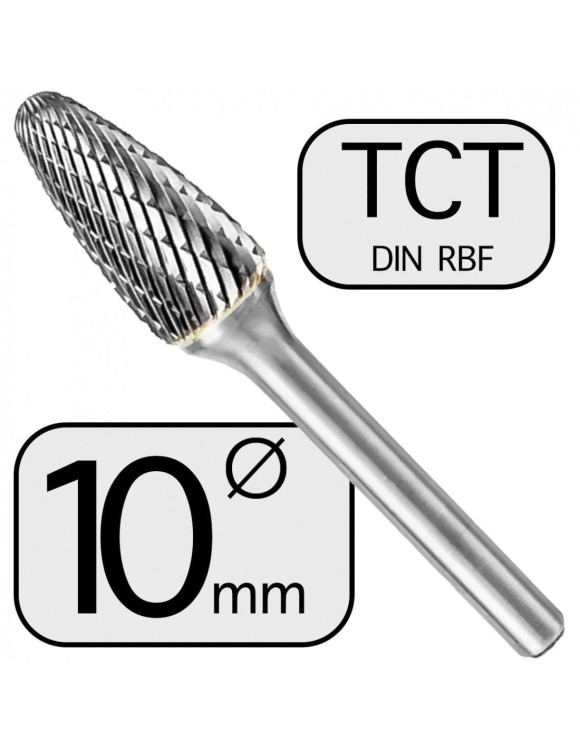 10 mm Pilnik Obrotowy do metalu HM ostrołukowy Zaokrąglony RBF