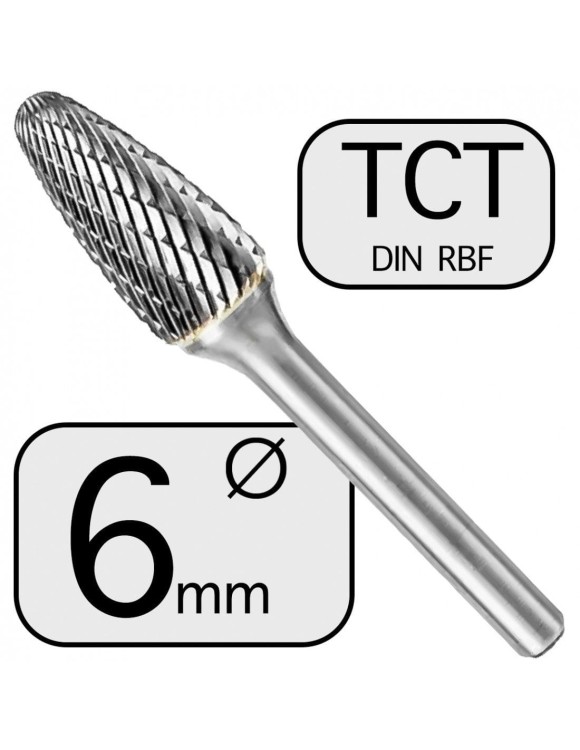 6 mm Pilnik Obrotowy do metalu HM ostrołukowy Zaokrąglony RBF