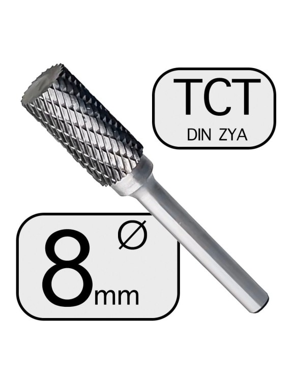 8 mm Pilnik Obrotowy HM walcowy ZYA