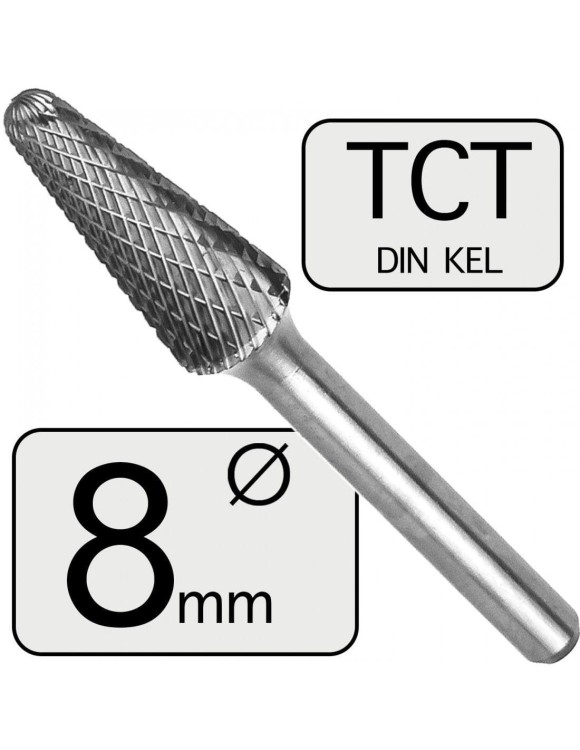 8 mm Pilnik Obrotowy HM Stożkowy Zaokrąglony KEL