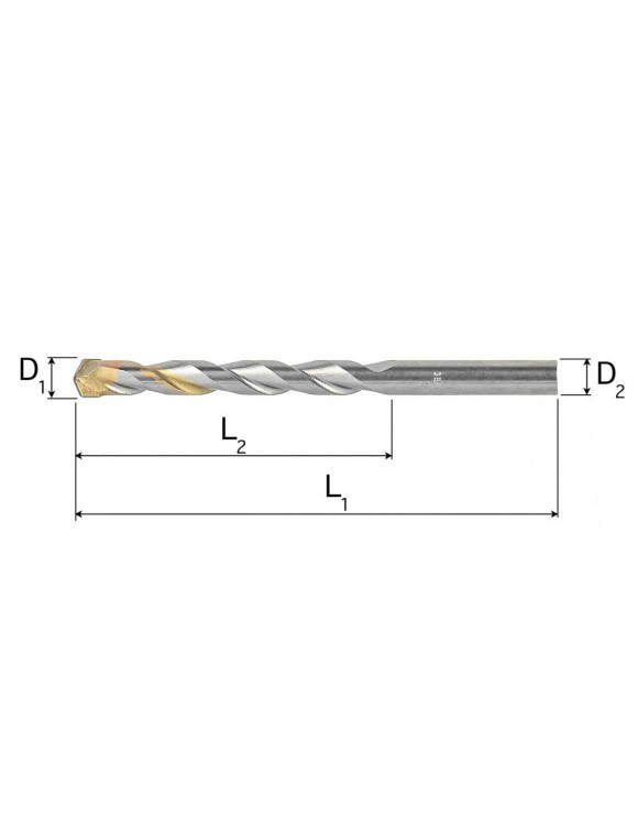 12 x 400 mm Wiertło do betonu udarowe 2-ostrzowe z Chwytem Walcowym