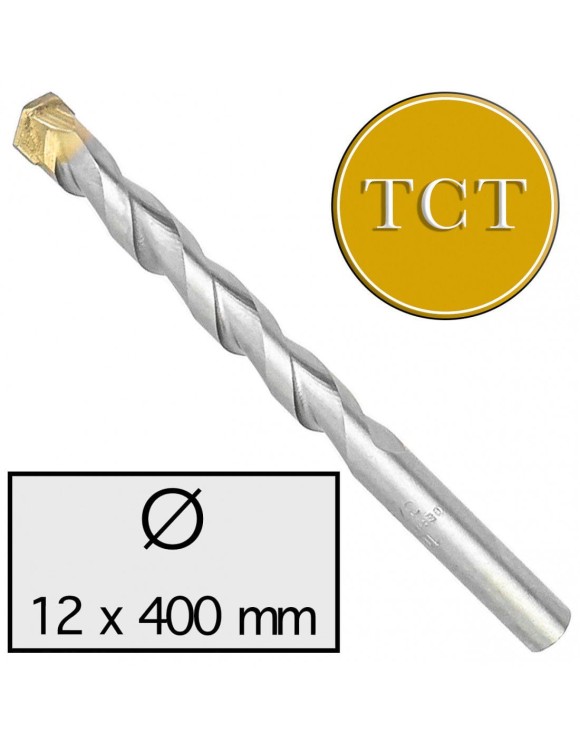 12 x 400 mm Wiertło do betonu udarowe 2-ostrzowe z Chwytem Walcowym