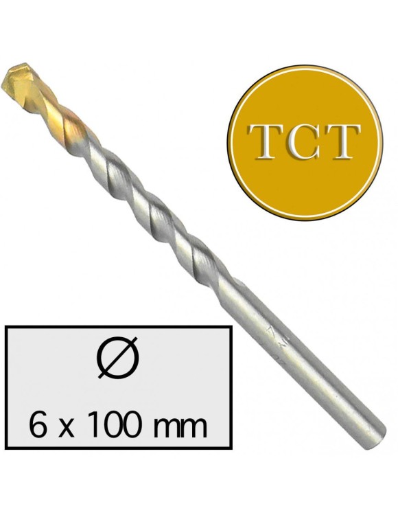 6 x 100 mm Wiertło do betonu udarowe 2-ostrzowe z Chwytem Walcowym