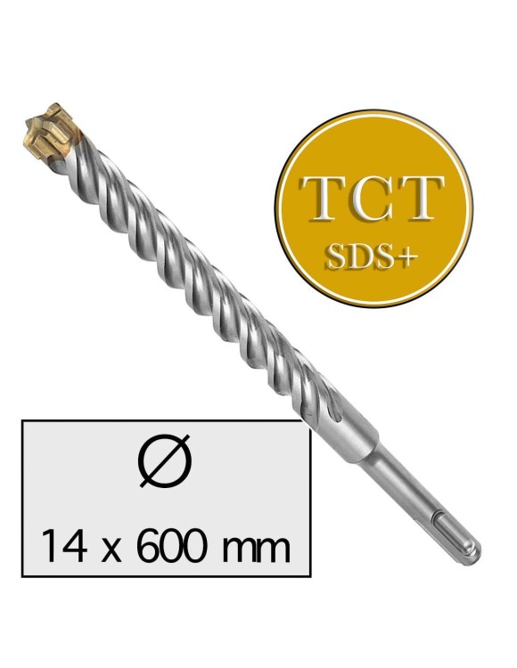 14 x 600 mm Wiertło do betonu udarowe 4-ostrzowe z Chwytem SDS Plus