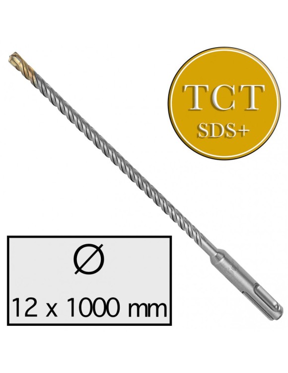 12 x 1000 mm Wiertło do betonu udarowe 4-ostrzowe z Chwytem SDS Plus