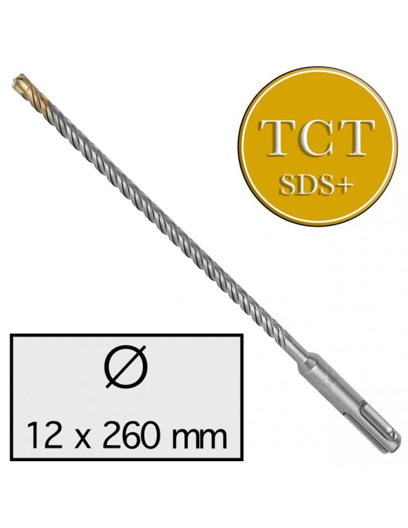 12 x 260 mm Wiertło do betonu udarowe 4-ostrzowe z Chwytem SDS Plus